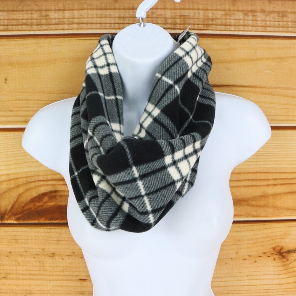 Old Navy Infinity Scarf Womens One Size Black White Plaid Polyester Super Soft